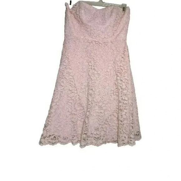 David's Bridal Pink Dress Strapless Short Lace  Womens Size 10 - Picture 4 of 13